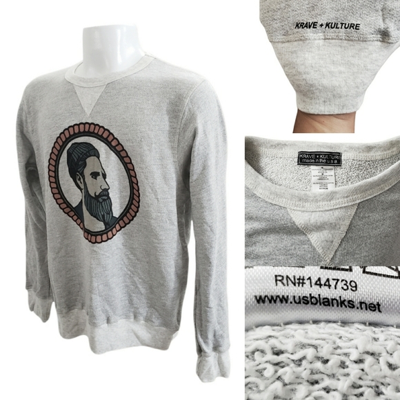 Krave + Kulture Sailor Sweatshirt Longsleeve Pullover Gray Heathered Size Medium - Picture 3 of 12
